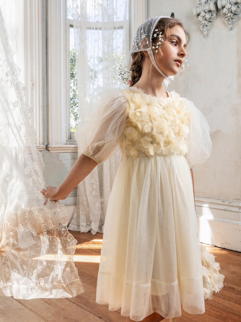 Camellia Tulle Dress Daffodil