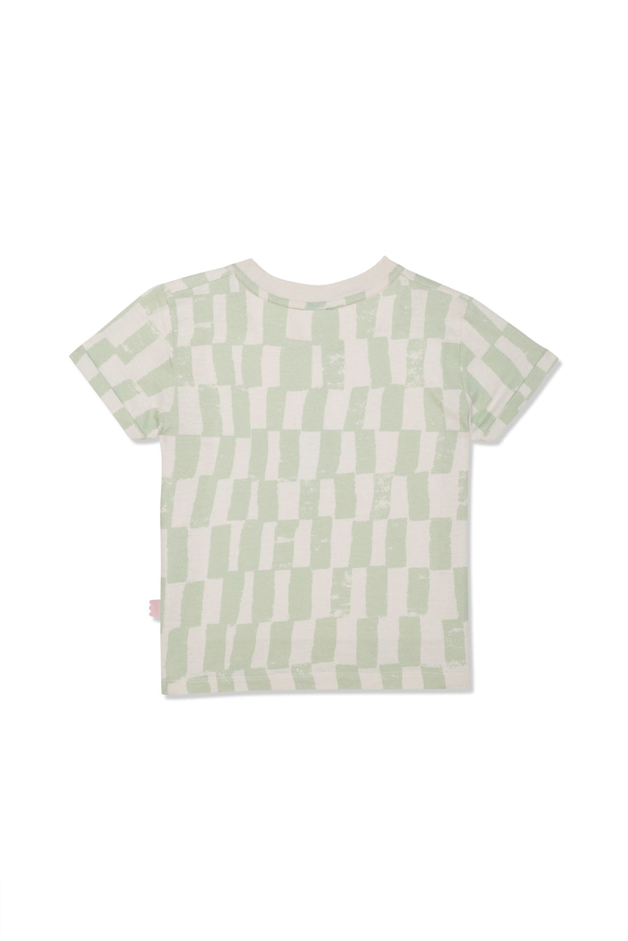 Sea Foam Checkered Kid Tshirt Natural/Sea Foam