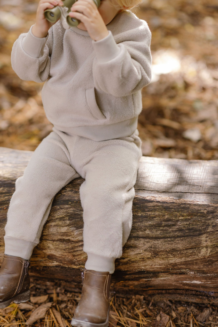 Teddy Fleece Dropped Shoulder Sweatshirt - Stone