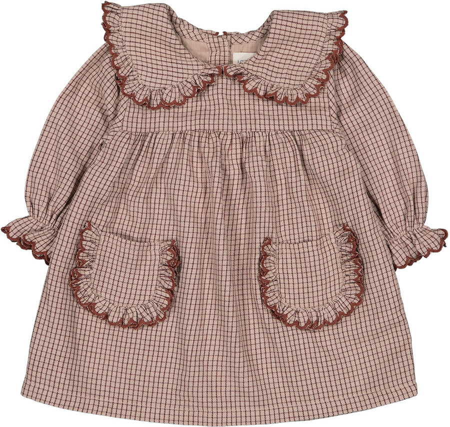 Dress Ursula Twill Brushed Check Pink