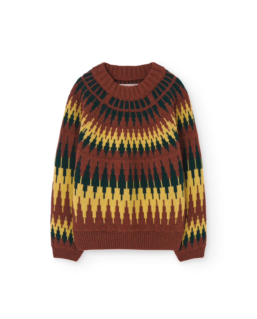 Zig Zag Bull Kids Sweater Brown