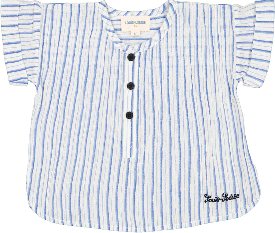 Shirt Saul Cotton Crepe Stripe Navy