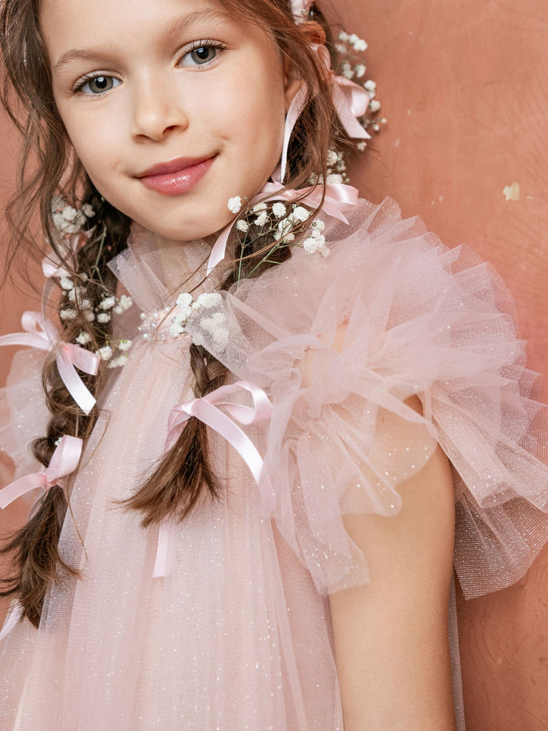 Abu Dhabi Glitter Tulle Dress Crystal Pink