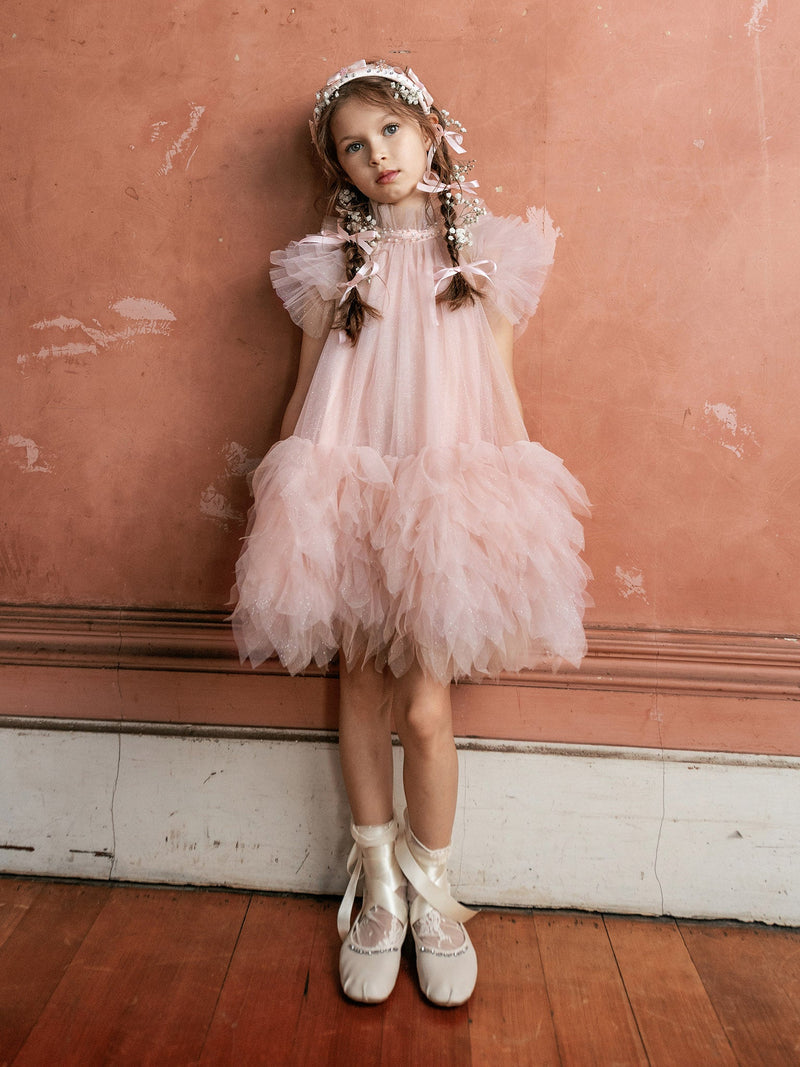 Abu Dhabi Glitter Tulle Dress Crystal Pink