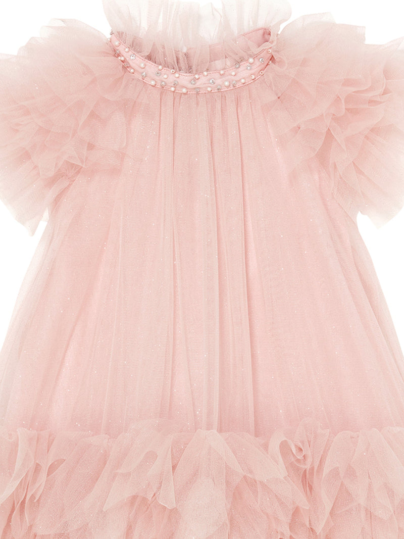 Abu Dhabi Glitter Tulle Dress Crystal Pink