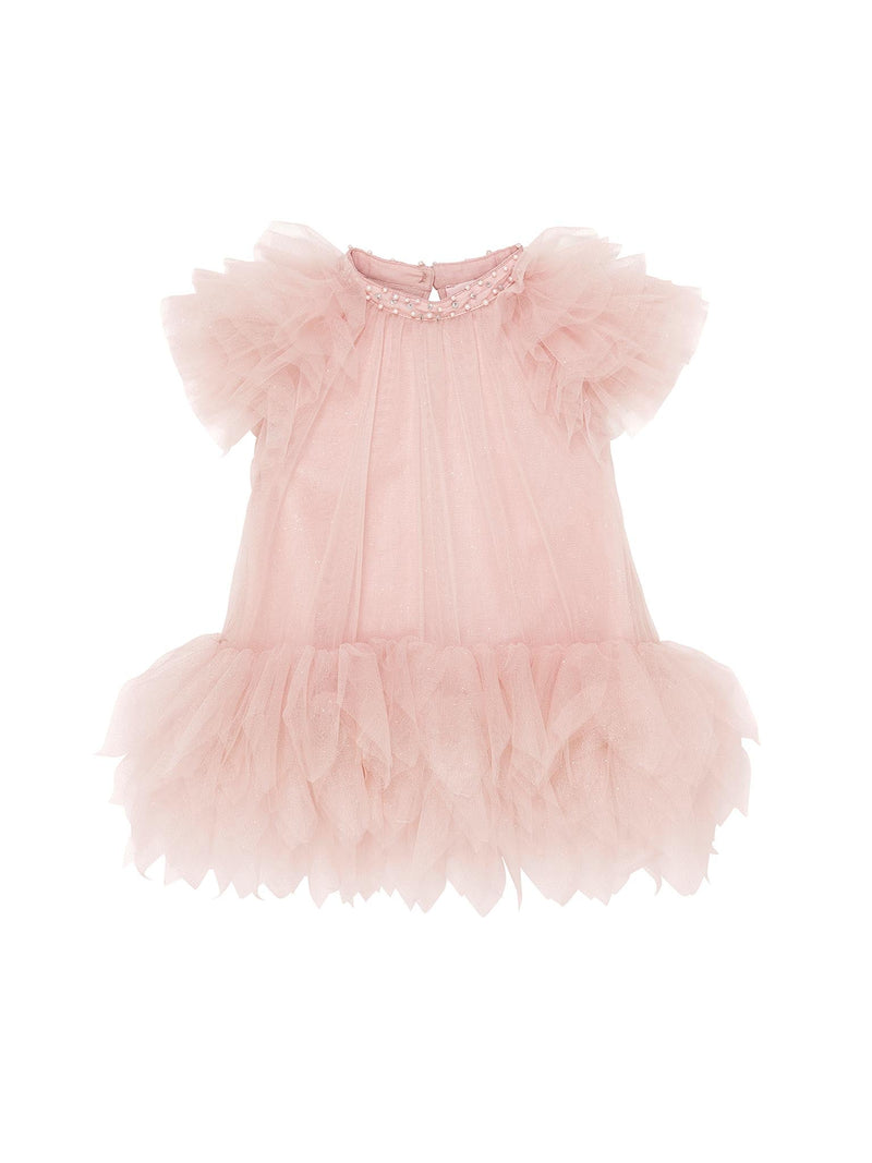 Bebe Abu Dhabi Glitter Tulle Dress Crystal Pink
