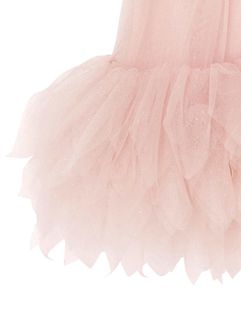 Bebe Abu Dhabi Glitter Tulle Dress Crystal Pink