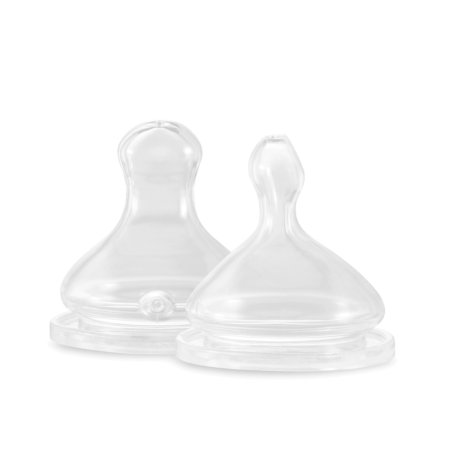 Set x2 teats Slow flow Transparent