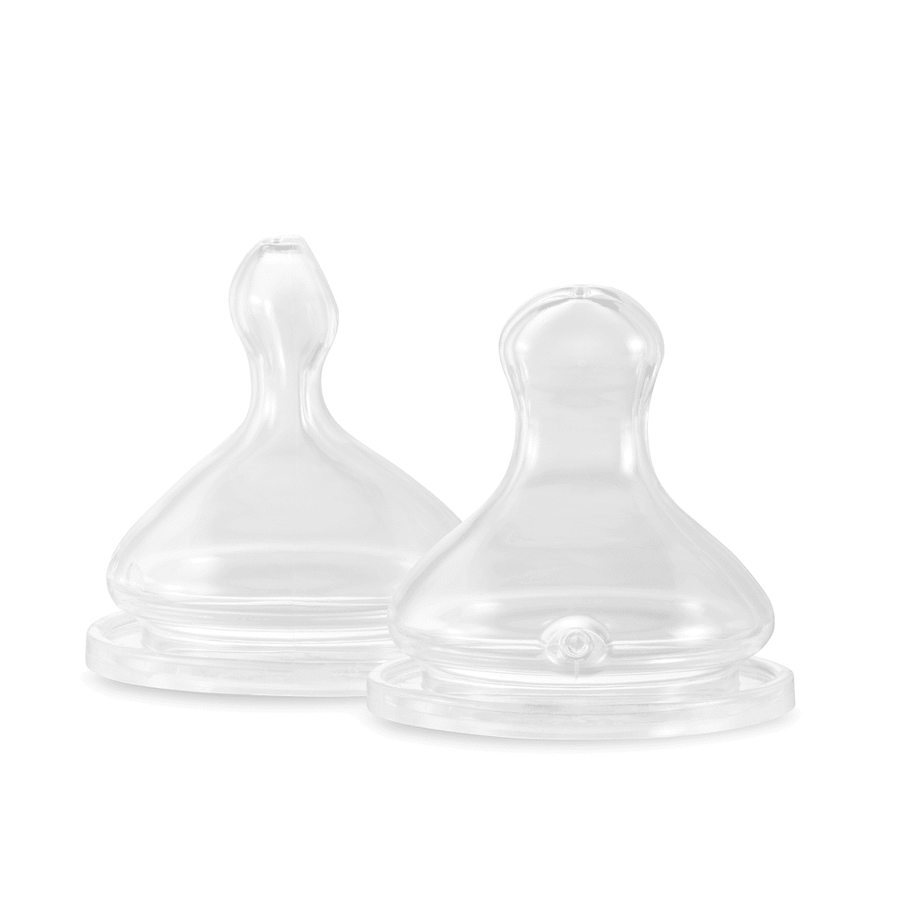 Set x2 teats Slow flow Transparent
