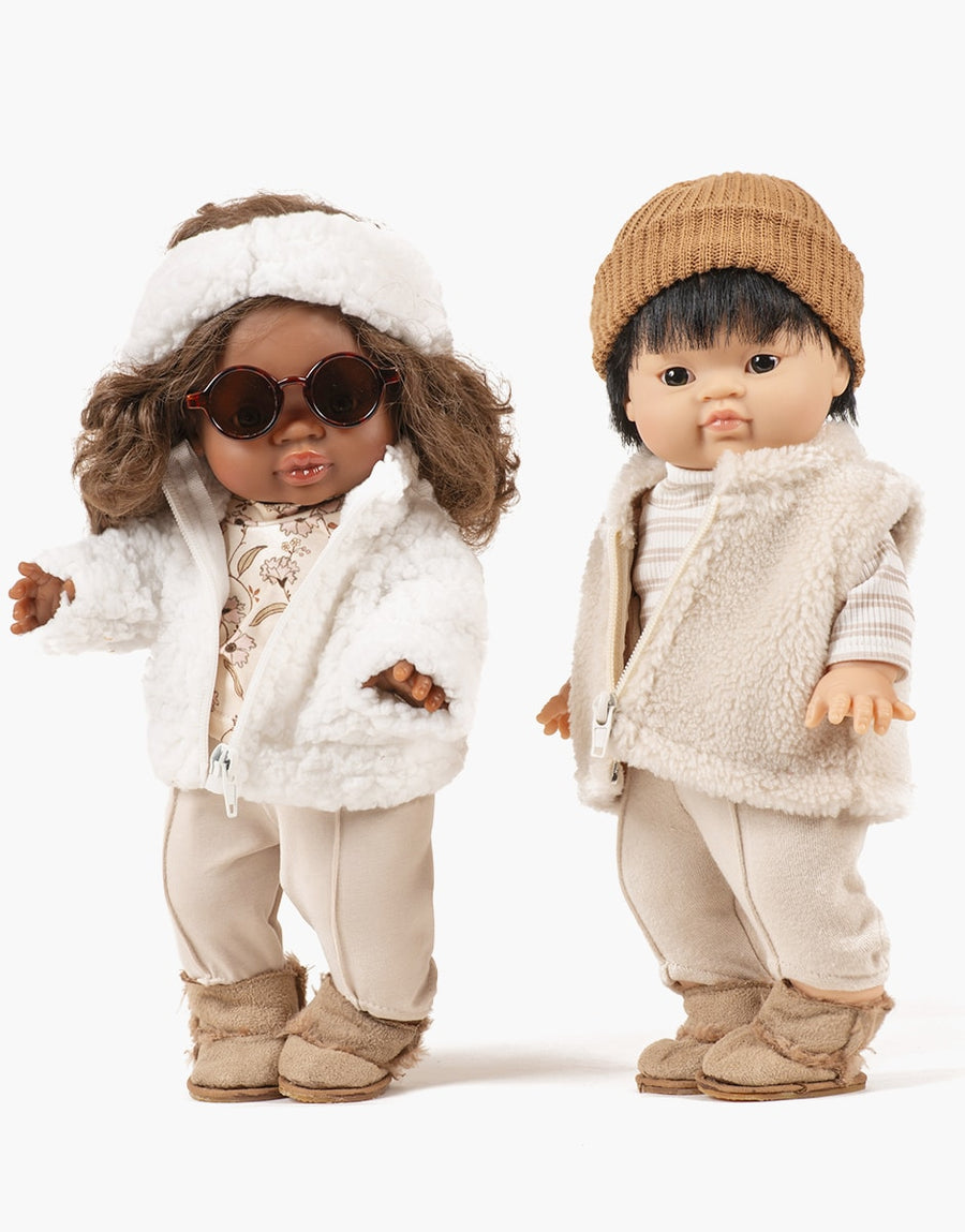 Gordis – Ensemble Popeye sous-pull en bord côte rayé blanc/beige et son fuseau lin