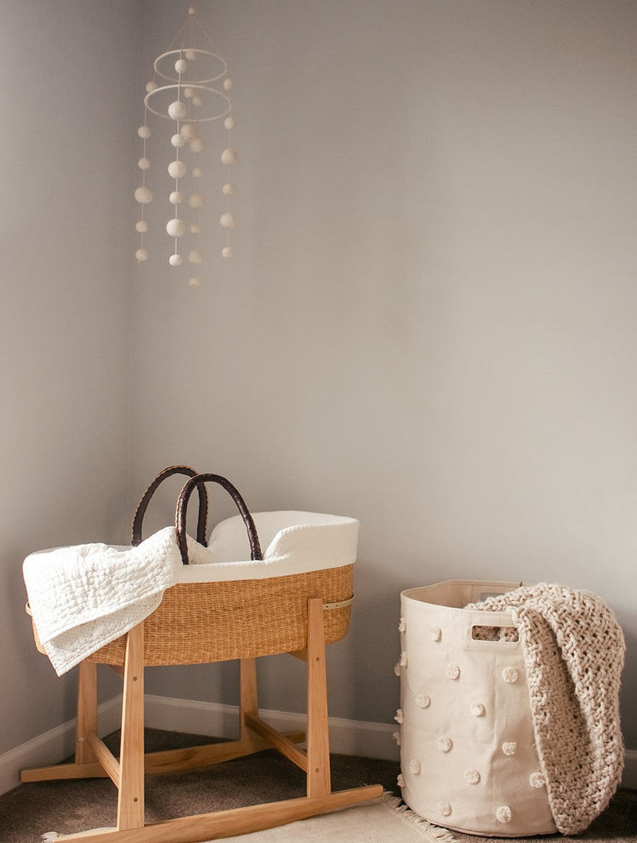Storage Bin Pom Pom Basket - Hamper - Natural